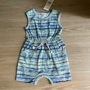 NWT Peek blue cotton romper, size 12-18 months